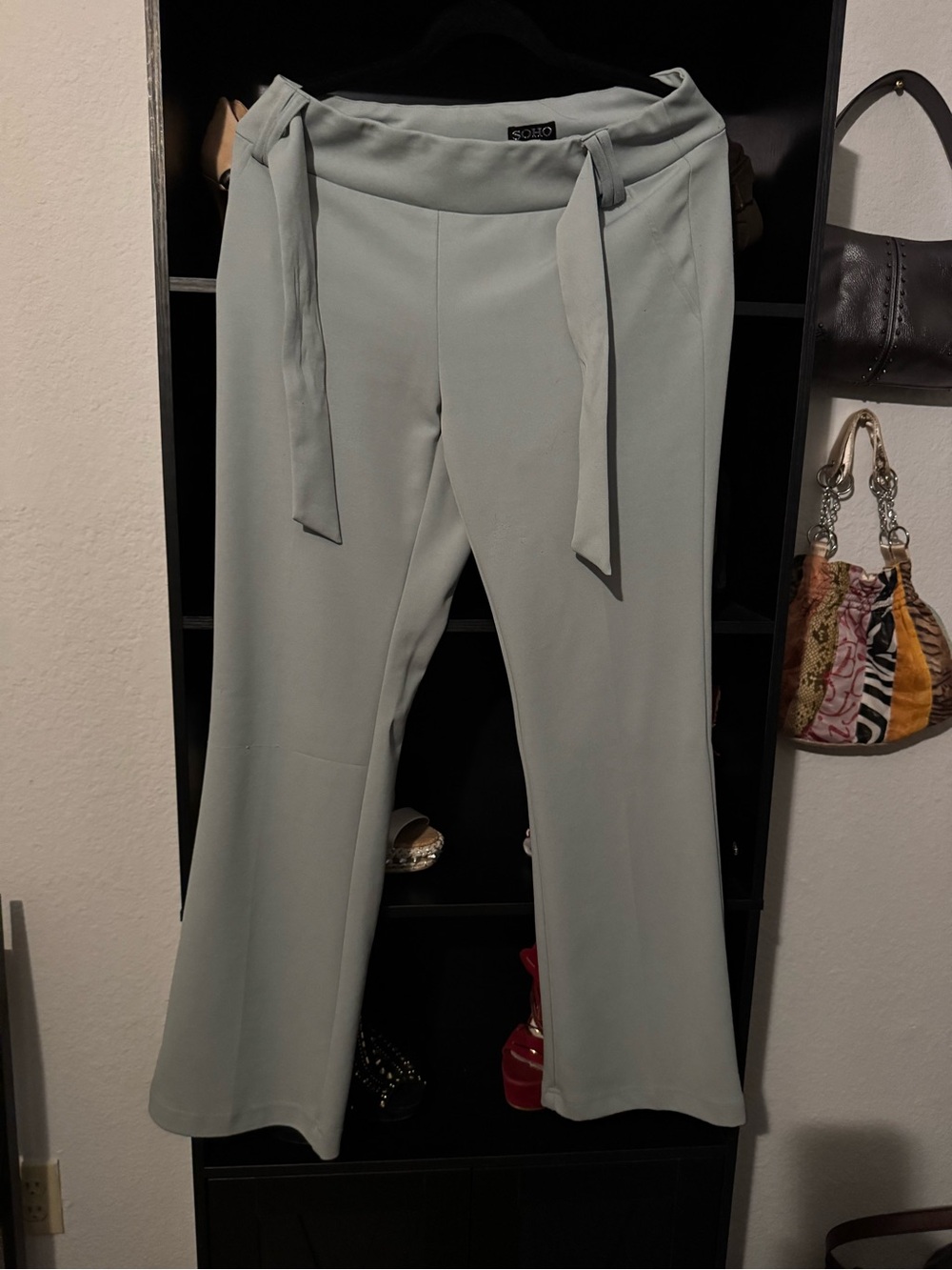 Soho light blue Tie-Waist Boot Cut Pants